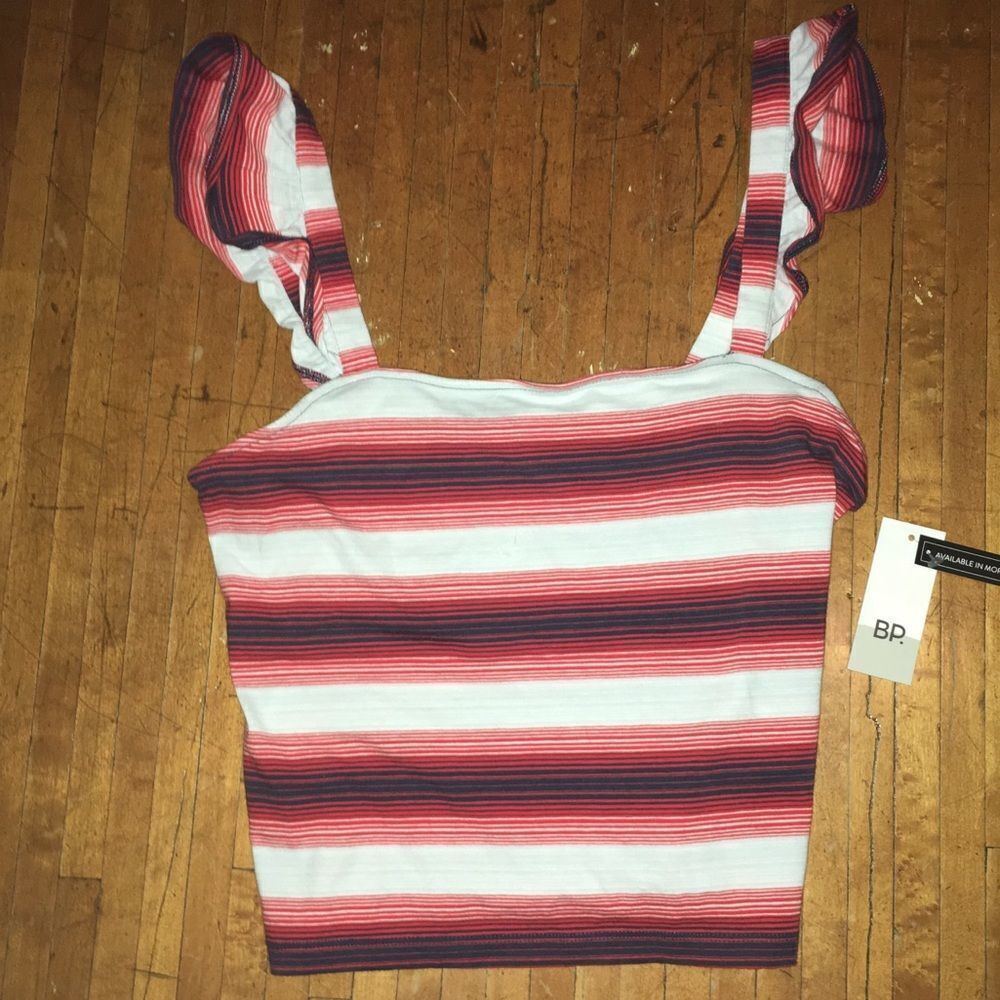 M BP striped ruffled crop top